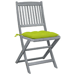 Maison Chic Lot de 2 Chaises pliables d'extérieur avec coussins | Chaises de jardin | Fauteuil Relax Bois d'acacia -GKD54077