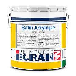 Peintures Daniel Peinture professionnelle satin, murs et plafonds, intérieur, extérieur, résine acrylique - Satin Acrylique ECRAN 77-4 litres-Blanc