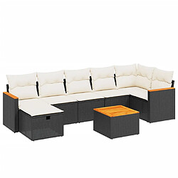 vidaXL Salon de jardin 8 pcs avec coussins noir résine tressée