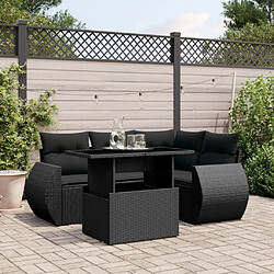 vidaXL Salon de jardin 5 pcs avec coussins noir résine tressée