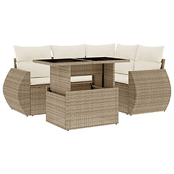 vidaXL Salon de jardin avec coussins 5 pcs beige résine tressée