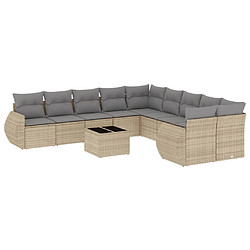 Maison Chic Salon de jardin 11 pcs avec coussins | Ensemble de Table et chaises | Mobilier d'Extérieur beige résine tressée -GKD82325