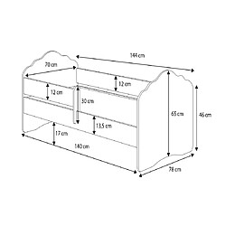 Acheter HT MEUBLES Lit enfant fille FIONA avec tiroir balustrade et matelas inclus