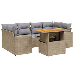 vidaXL Salon de jardin avec coussins 7 pcs beige résine tressée