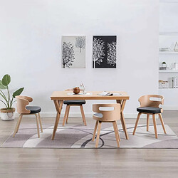 Maison Chic Lot de 4 Chaises à manger,Chaise pour cuisine noir bois courbé et similicuir -MN85367