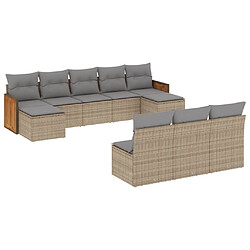 vidaXL Salon de jardin avec coussins 10 pcs beige résine tressée