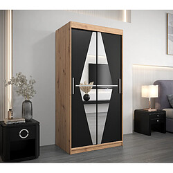 Abiks Meble Armoire Boliwia à portes coulissantes 200/100/62 2 portes (artisan/noir)