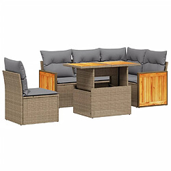 vidaXL Salon de jardin avec coussins 6 pcs beige résine tressée