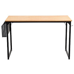 Decoshop26 Bureau table d'ordinateur style industriel en MDF naturel et métal noir BUR10521 