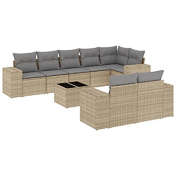 vidaXL Salon de jardin avec coussins 9 pcs beige résine tressée