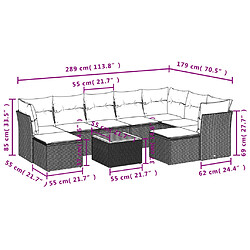 Avis vidaXL Salon de jardin 10 pcs avec coussins noir résine tressée