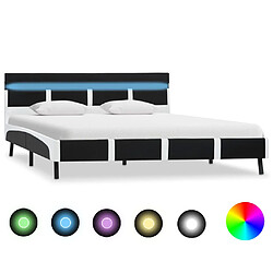 vidaXL Cadre de lit avec LED sans matelas noir 140x200 cm similicuir 