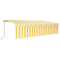 Maison Chic Auvent manuel rétractable avec store | store extérieurs de porte | Marquise Brise-soleil 6x3 m Jaune et blanc -GKD29907