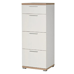 Chiffonnier en bois 4 tiroirs L48cm TOP - Blanc/Chêne