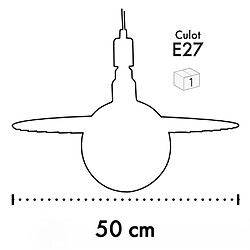 Sampa Luminaire de plafond moderne Sphere 150cm réglable métal noir compatible LED pas cher