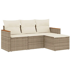 Maison Chic Salon de jardin avec coussins 4 pcs | Ensemble de Table et chaises | Mobilier d'Extérieur beige résine tressée -GKD91489