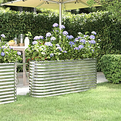 Maison Chic Jardinière,Lit surélevé de jardin - Bac à fleurs - pot de fleur Acier enduit de poudre Argenté -GKD63251