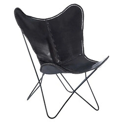 Paris Prix Fauteuil Design en Cuir Papillon 92cm Noir