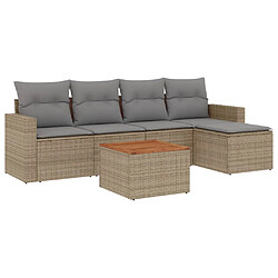 vidaXL Salon de jardin avec coussins 6 pcs beige résine tressée