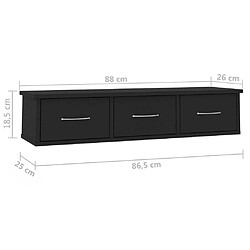 vidaXL Étagère murale avec tiroirs Noir 88x26x18,5cm bois d'ingénierie pas cher