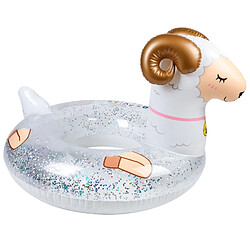 Airmyfun Bouée Gonflable Ronde XXL pour Piscine &amp; Plage Ultra Confort, Flotteur Deluxe - Mouton A Paillettes ø115cm 