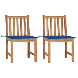 vidaXL Chaises de jardin lot de 2 avec coussins Bois de teck massif