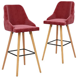 vidaXL Tabourets de bar lot de 2 rouge bordeaux velours