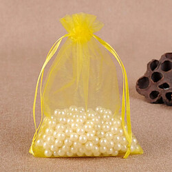 Wewoo 100 PCS Sac Cadeau Bijoux Organza De Mariage Anniversaire Fête Pochettes DessinsTaille Du 9X12cm Jaune 