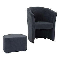 Acheter But Fauteuil cabriolet et pouf CLAYTON tissu Soro gris foncé