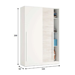 Avis Pegane Armoire avec 2 portes coulissantes coloris blanc artic / blanc poli - Hauteur 200 x Longueur 120 x Profondeur 50 cm