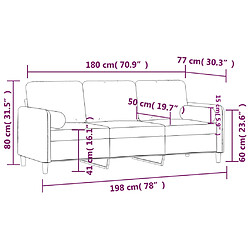 vidaXL Canapé 3 places avec oreillers décoratifs noir 180 cm velours pas cher