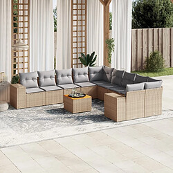 Maison Chic Salon de jardin 11 pcs avec coussins, Ensemble Tables et chaises d'extérieur beige résine tressée -GKD686385