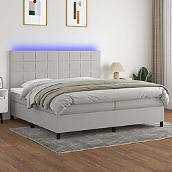 vidaXL Sommier à lattes de lit et matelas et LED Gris clair 200x200 cm 