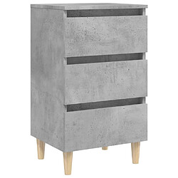 Maison Chic Table de chevet - Table de Nuit avec pieds en bois solide Gris béton 40x35x69cm