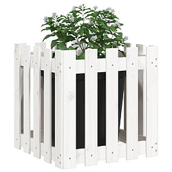 Avis Maison Chic Jardinière,Bac à fleurs - pot de fleur avec design de clôture blanc 50x50x50 cm pin massif -GKD95770