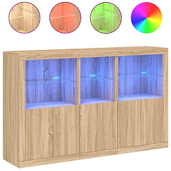 Maison Chic Commode Buffet - Meuble de rangement avec lumières LED chêne sonoma 162x37x100 cm -GKD26111