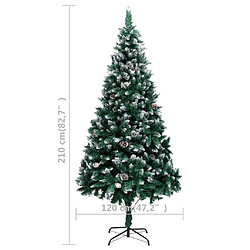 vidaXL Arbre de Noël artificiel pré-éclairé/boules pommes de pin 210cm pas cher