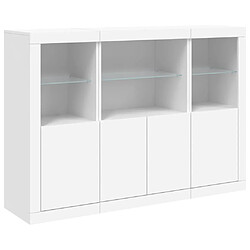 Maison Chic Lot de 3 Commode Buffet - Meuble de rangements avec lumières LED blanc bois d'ingénierie -GKD88010 pas cher