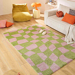 Jardindeco Tapis intérieur à poils longs Swing 383 vert 160 x 230 cm.