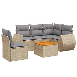 vidaXL Salon de jardin avec coussins 6 pcs beige résine tressée