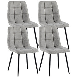 Decoshop26 Lot de 4 chaises de salle à manger en tissu gris pieds métal noir design moderne et confortable CDS10413