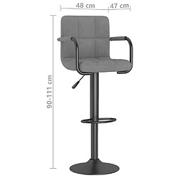 vidaXL Tabouret de bar Gris clair Velours pas cher