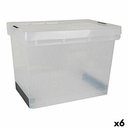 BigBuy Home Boîte de rangement avec couvercle Evolution Transparent 39 x 29 x 20,5 cm (6 Unités) (39 x 29 x 20,5 cm) 