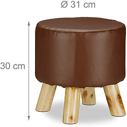 Helloshop26 Tabouret rond 4 pieds bois et synthétique marron 13_0002818_3 