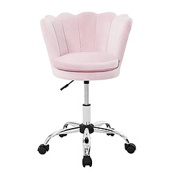 ML-Design 2x Fauteuil de bureau salon en velours à roulettes rose clair hauteur réglable