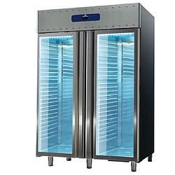 Congélateur 1400 Litres En Inox Avec Portes Vitrées, GN 2/1, -10°/-25°C, 85 mm Isolation - Mastro