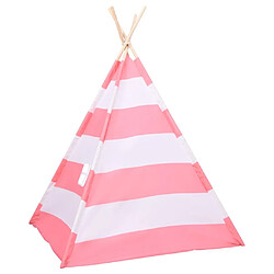 Avis vidaXL Tente tipi d'enfants et sac Peau de pêche Rayures 120x120x150cm