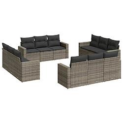 Maison Chic Salon de jardin avec coussins 12 pcs | Ensemble de Table et chaises | Mobilier d'Extérieur gris résine tressée -GKD90902