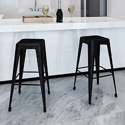 vidaXL Tabourets de bar lot de 2 noir acier