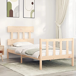 Maison Chic Cadre/structure de lit avec tête de lit pour adulte - Lit Moderne Chambre 90x200 cm bois massif -MN57997